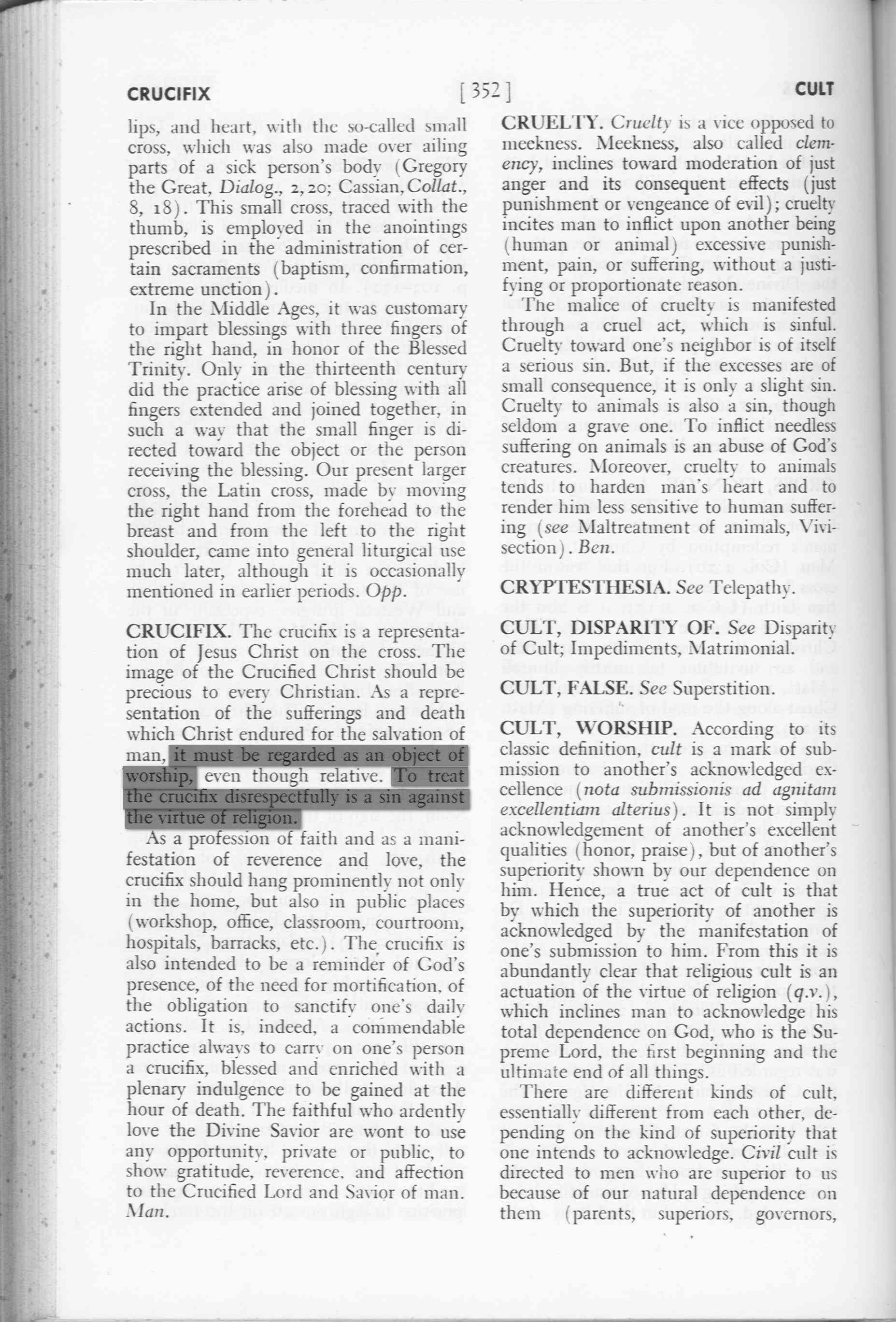 pg 352 Dizionario di Teologia Morale w/Canon